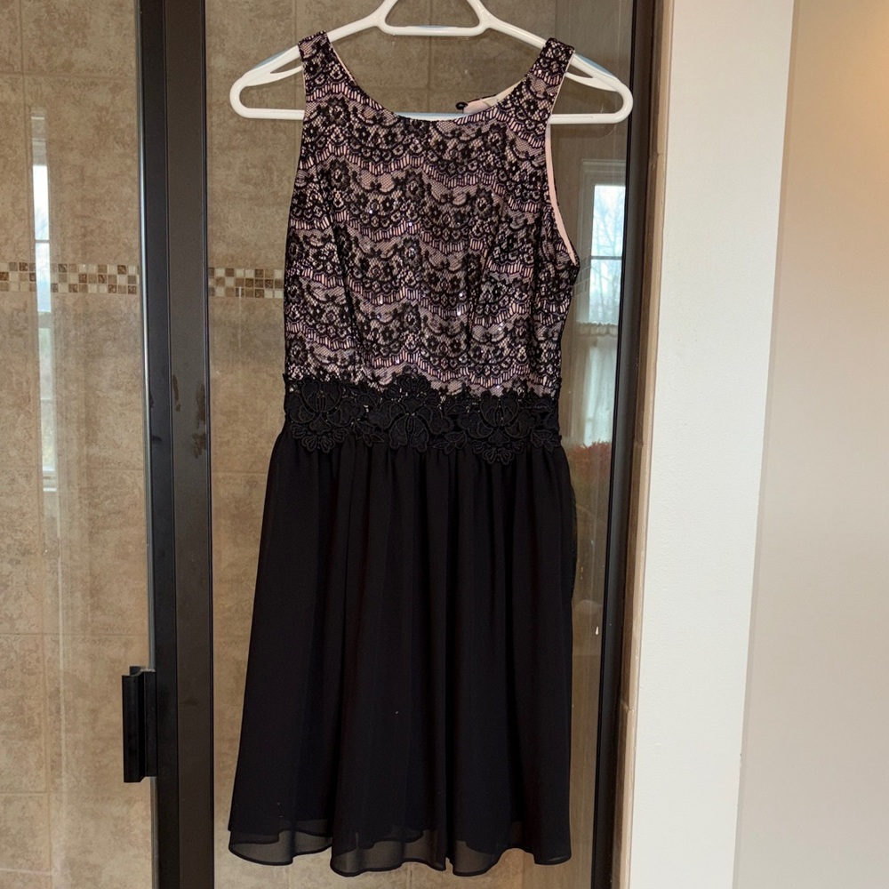 Francesca's Collections Black and Pink Lace Dress